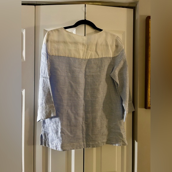 Tommy Bahama Women’s Sz SP 100% Linen Beachy Coastal Preppy Summery Striped Top - Picture 6 of 9
